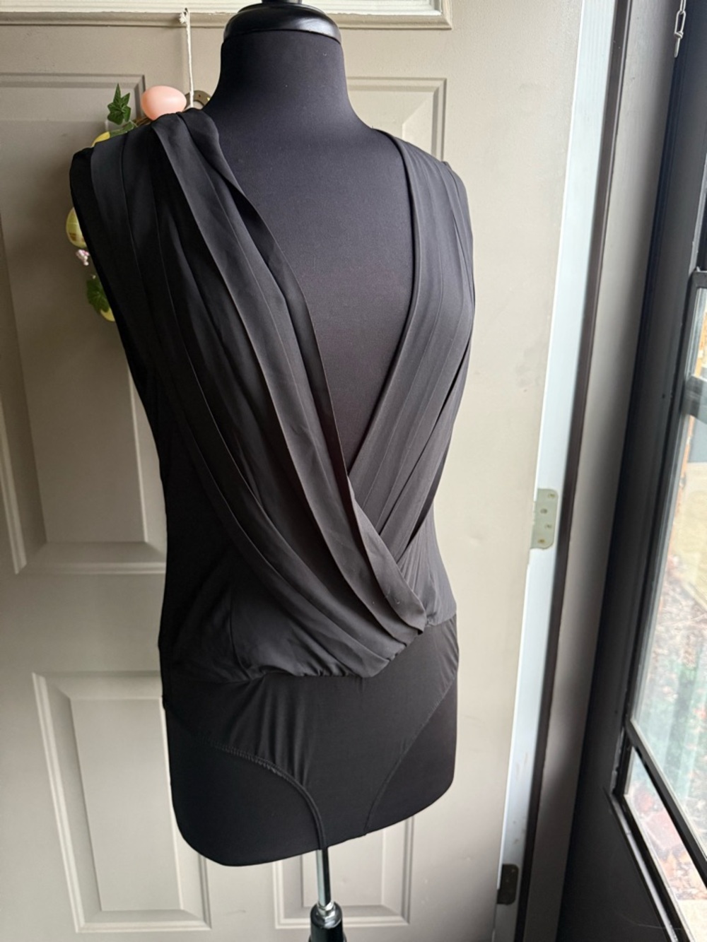 Fredrick’s of Hollywood black sheer sleeveless bodysuit, size large